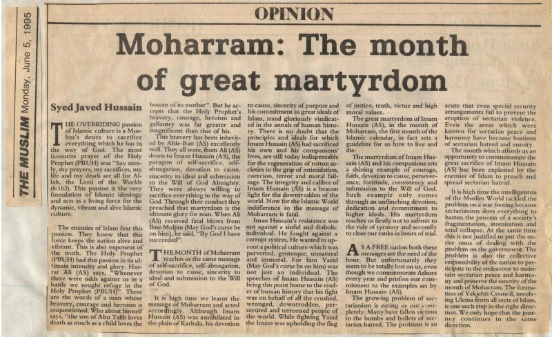 Moharram: The Month of Great Martyrdom