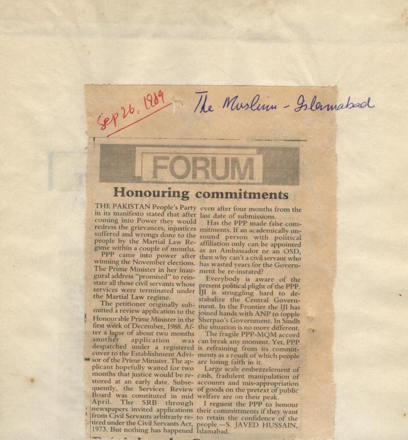 Honouring Commitments