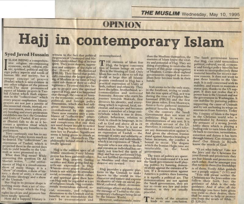 Hajj in Contemporary Islam