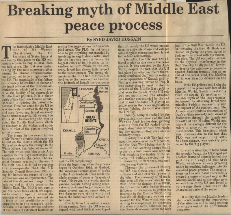 Breaking Myth of Middle East Peace Process
