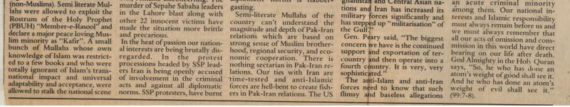 Scanned page 2 of 2 from “Sectarianism and Pak Iran Relations”